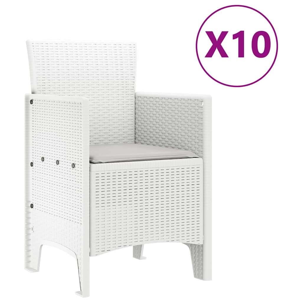 Have Spisebordssæt 11 stk. Hvid og Lys grå Rattan og polyester