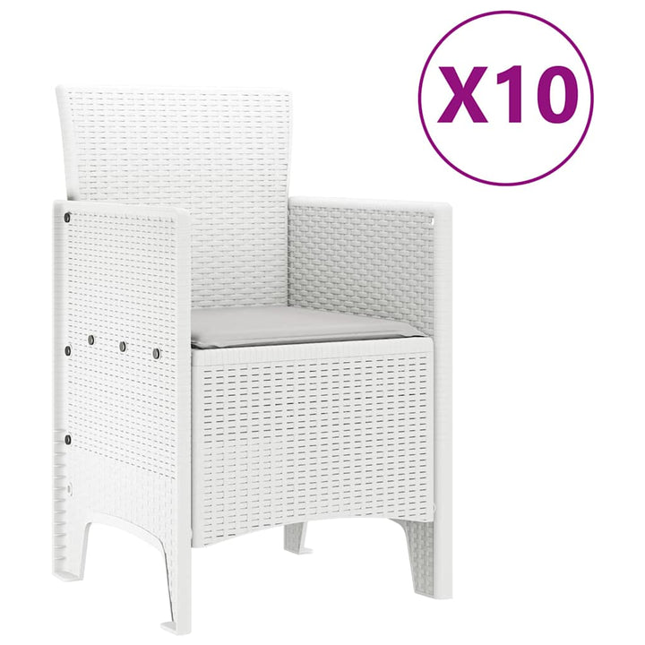 Have Spisebordssæt 11 stk. Hvid og Lys grå Rattan og polyester
