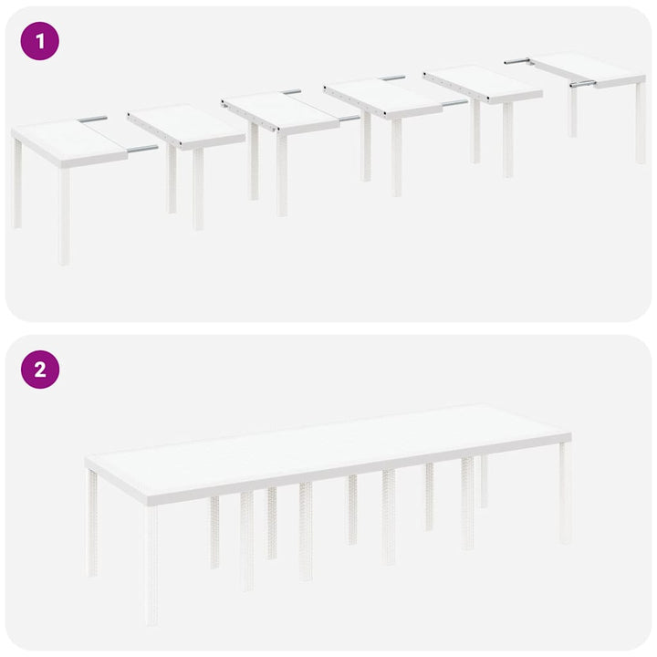 Have Spisebordssæt 11 stk. Hvid og Lys grå Rattan og polyester