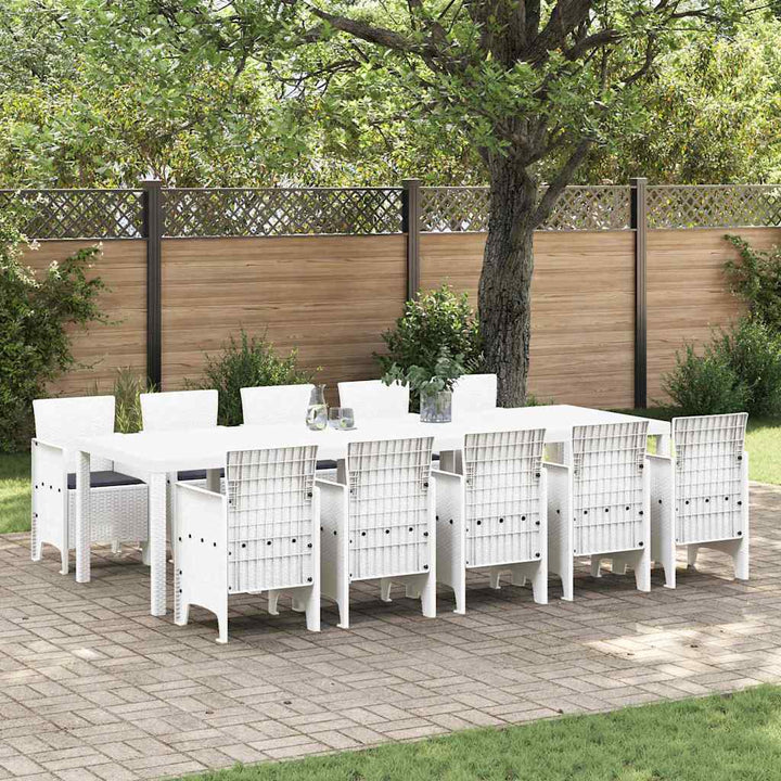 Have Spisebordssæt 11 stk. Hvid Poly rattan og Aluminium