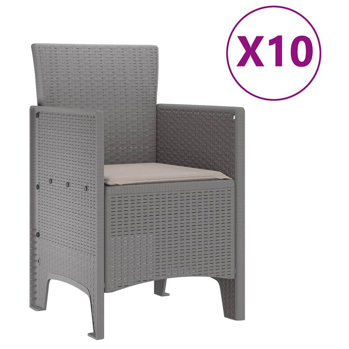 Have Spisebordssæt 11 stk. Lysegrå Poly rattan