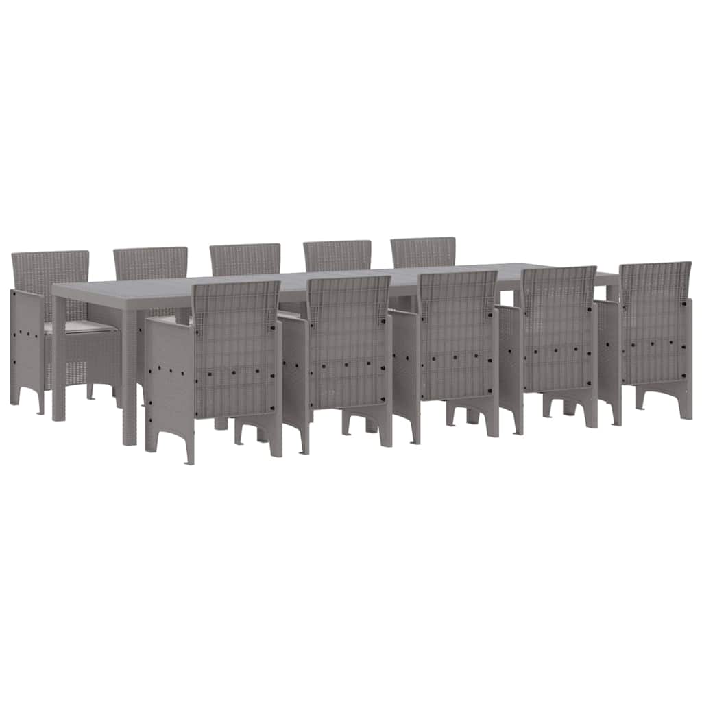 Have Spisebordssæt 11 stk. Lysegrå Rattan og Aluminium