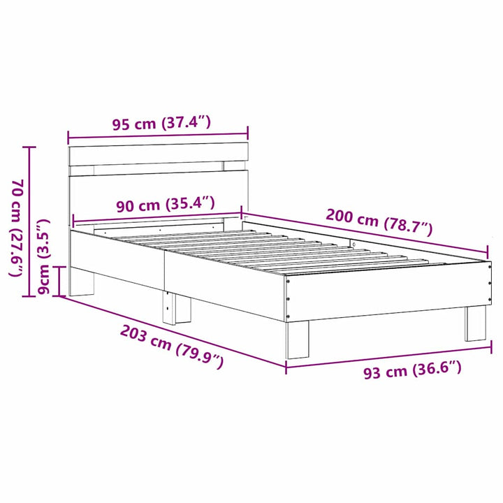 Sengestel Sort eg 203 x 95 x 70 cm Konstrueret træ