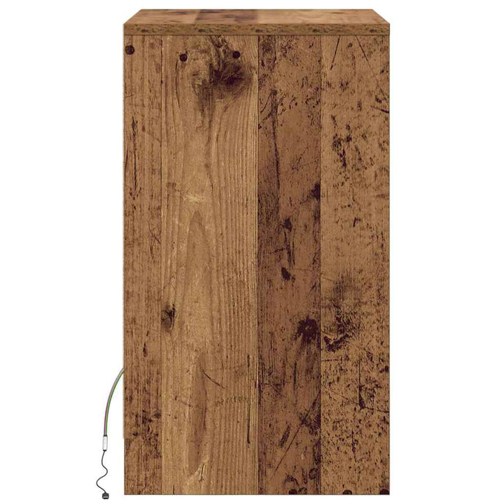 LED Sengeskab Gammelt træ 38 x 34 x 61 cm Konstrueret træ