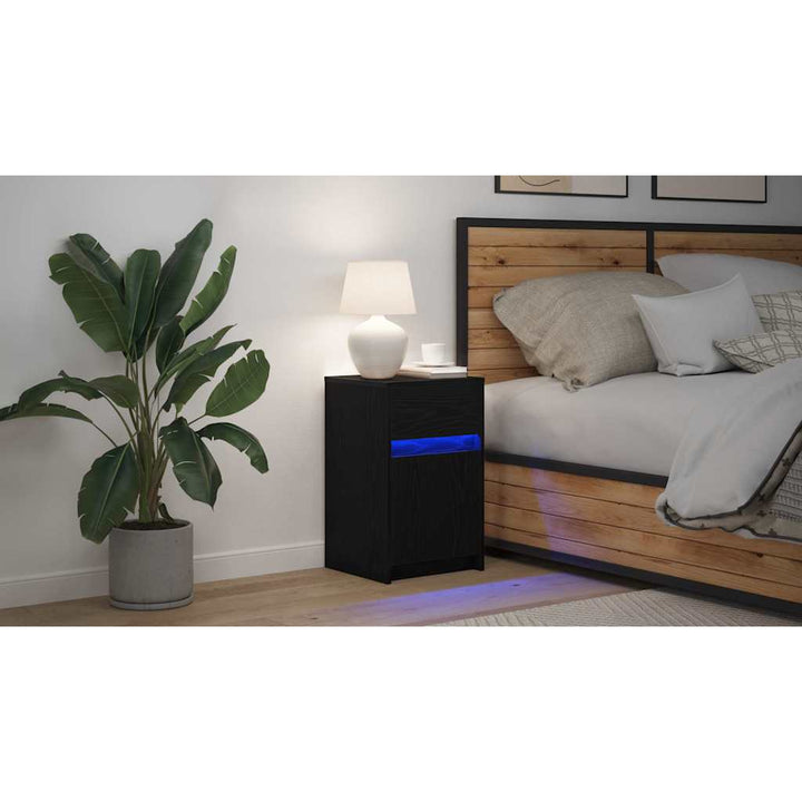 LED Sengeskab Sort eg 38 x 34 x 61 cm Konstrueret træ
