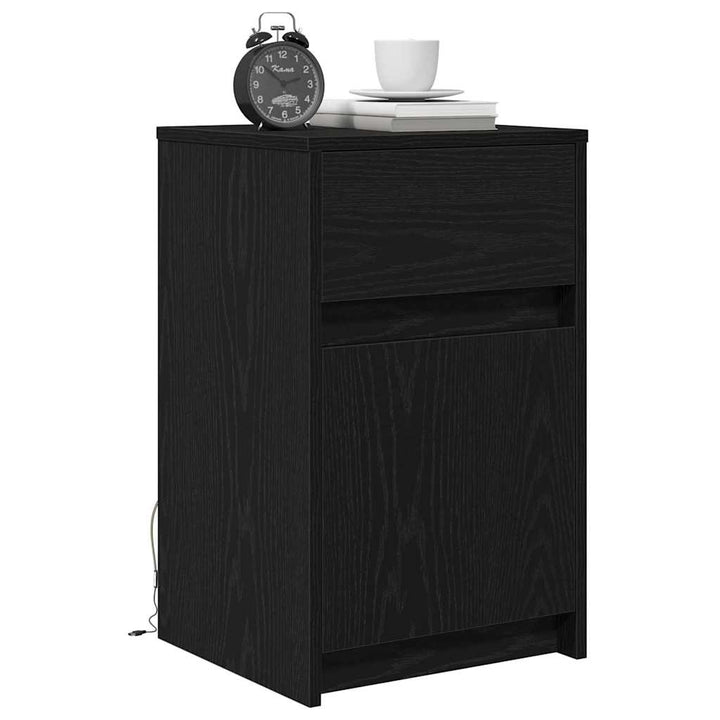 LED Sengeskab Sort eg 38 x 34 x 61 cm Konstrueret træ