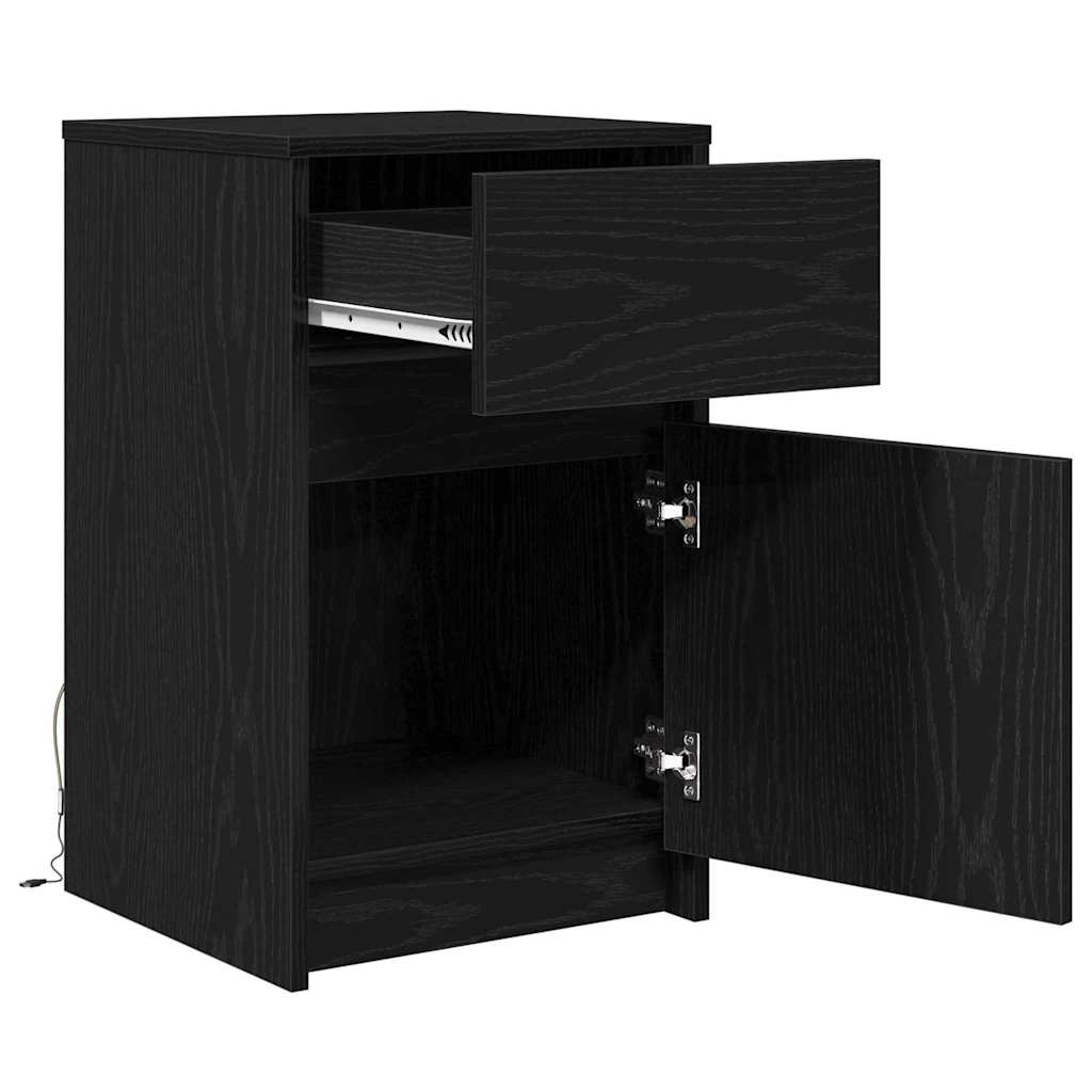 LED Sengeskab 2 pcs Sort eg 38 x 34 x 61 cm Konstrueret træ