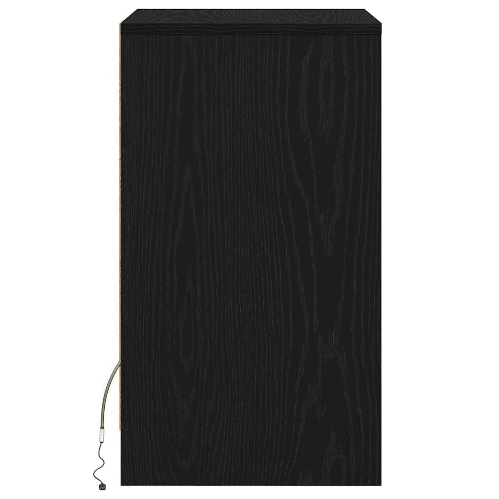 LED Sengeskab 2 stk. Sort eg 38 x 34 x 61 cm Konstrueret træ
