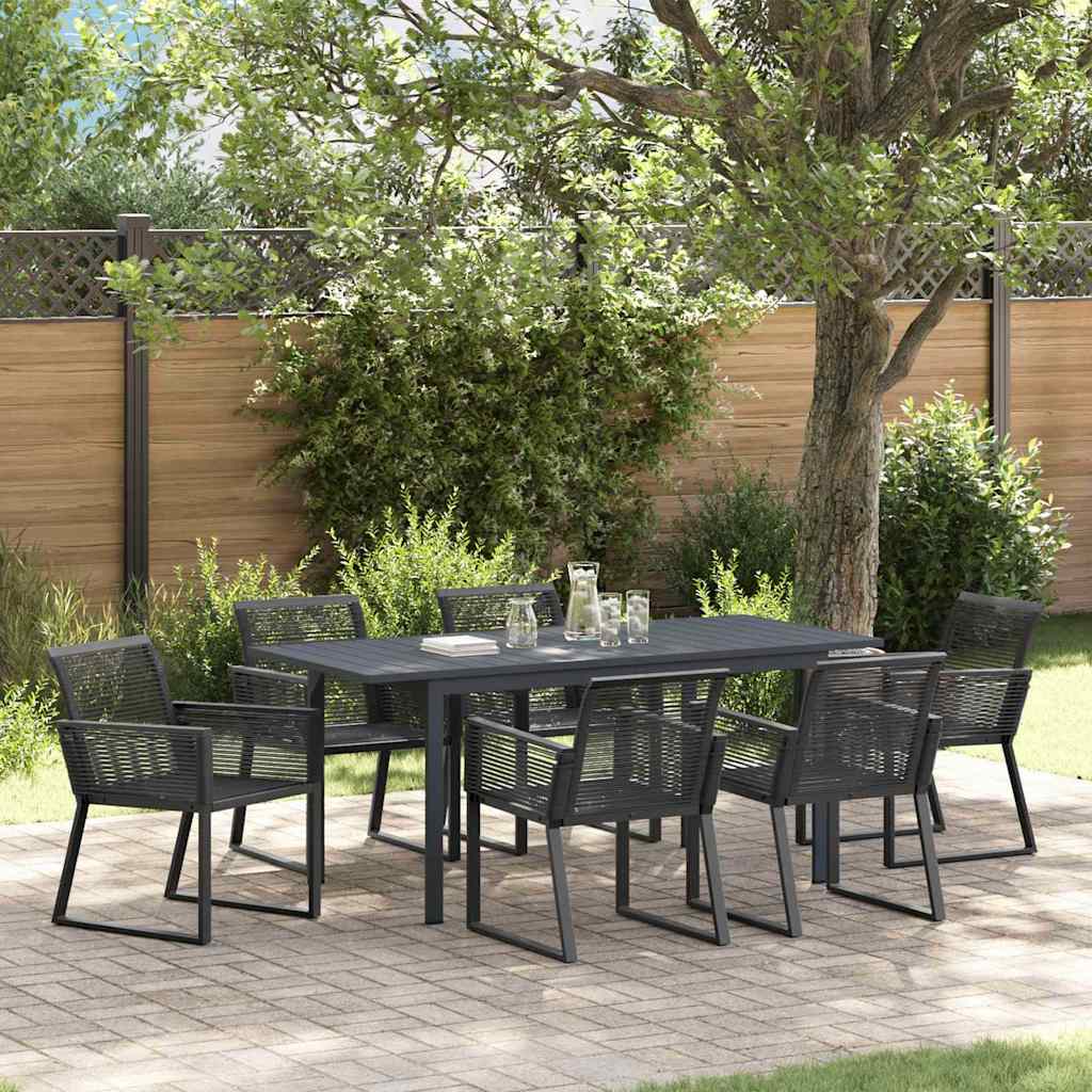 Have Spisebordssæt 7 stk. Sort polyrattan