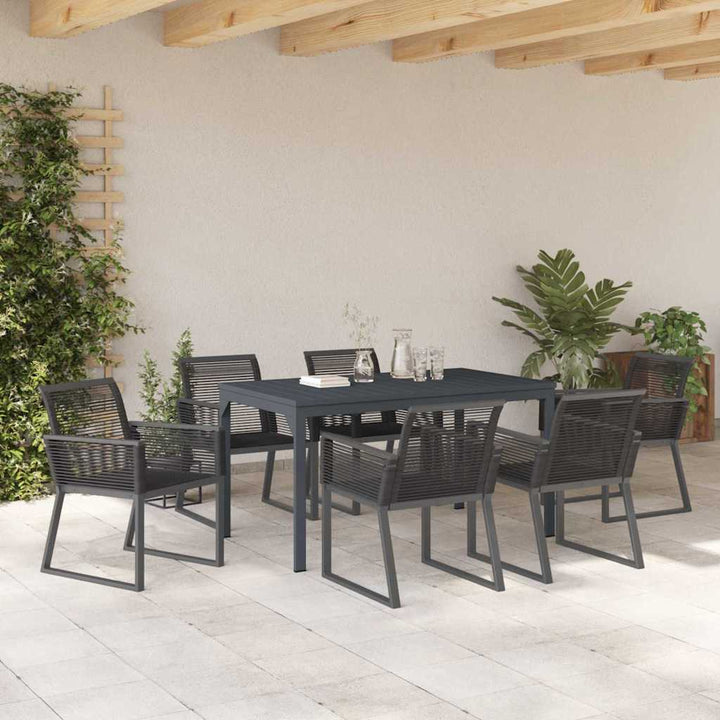 Have Spisebordssæt 7 stk. Sort polyrattan