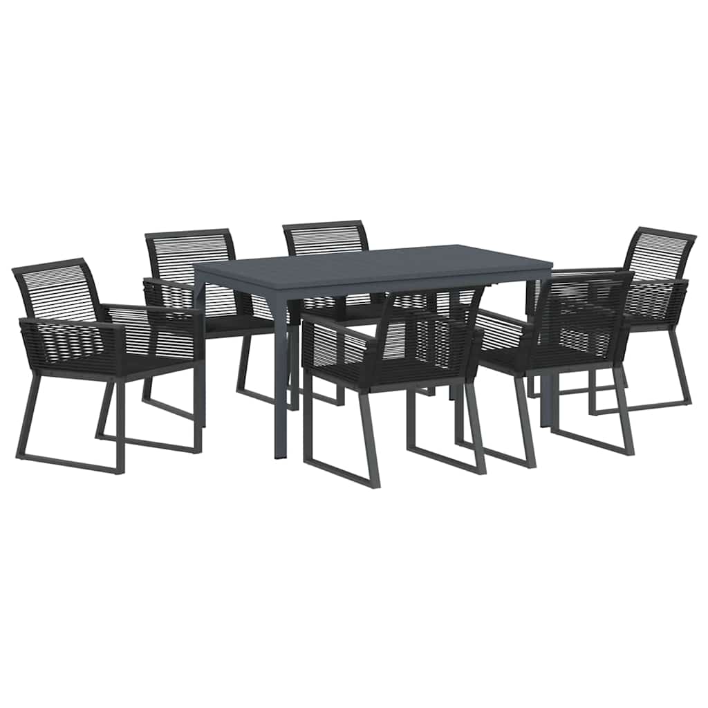 Have Spisebordssæt 7 stk. Sort polyrattan