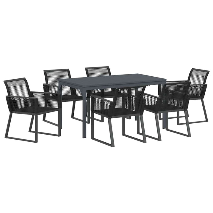 Have Spisebordssæt 7 stk. Sort polyrattan