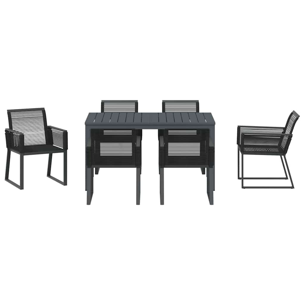 Have Spisebordssæt 7 stk. Sort polyrattan