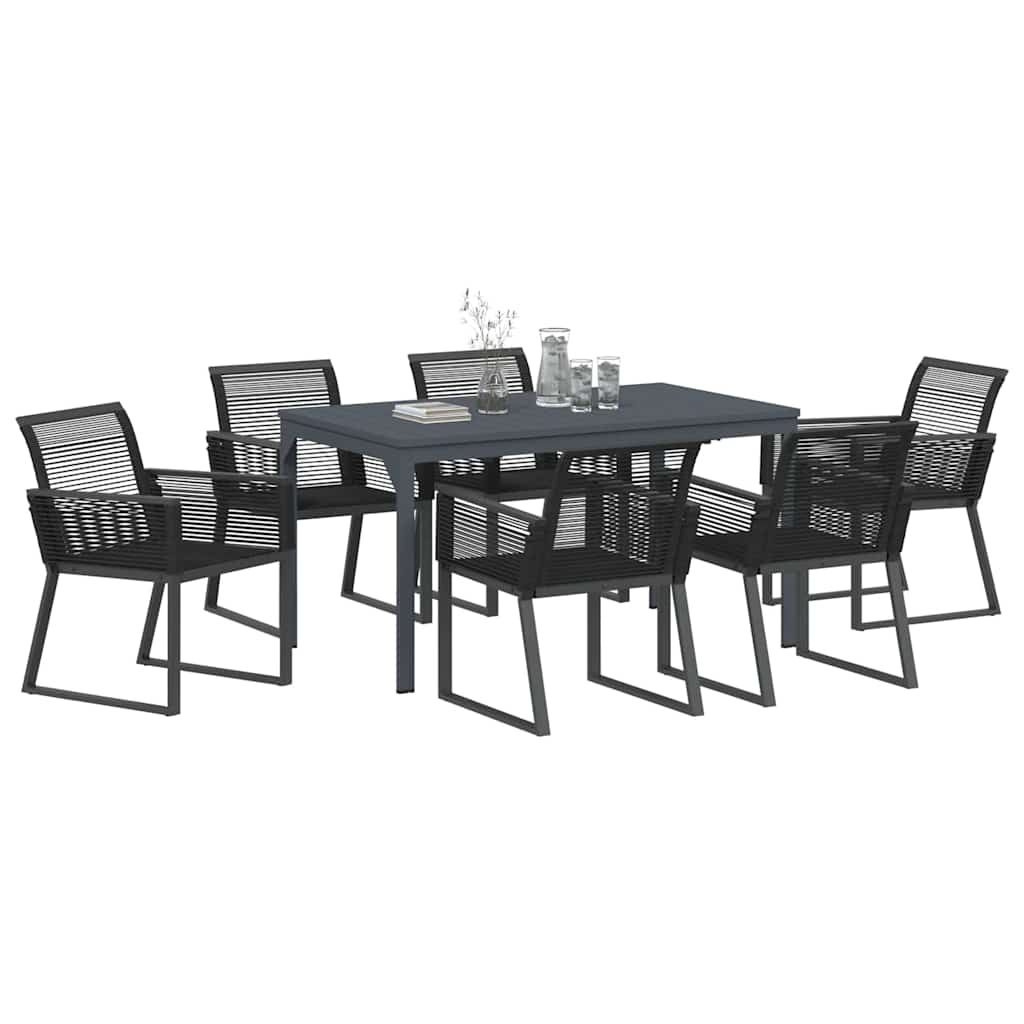 Have Spisebordssæt 7 stk. Sort polyrattan