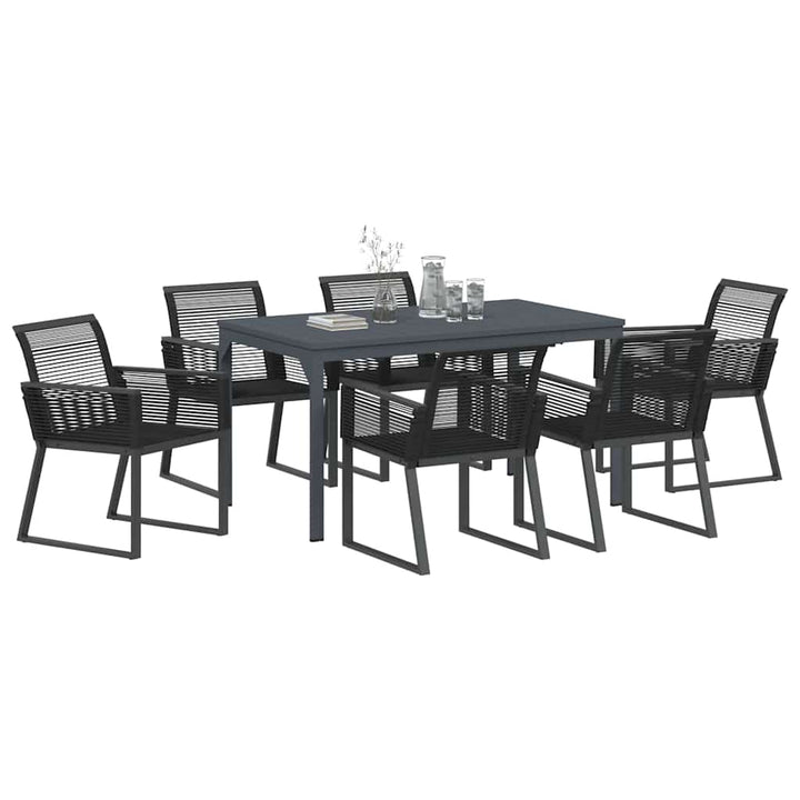 Have Spisebordssæt 7 stk. Sort polyrattan