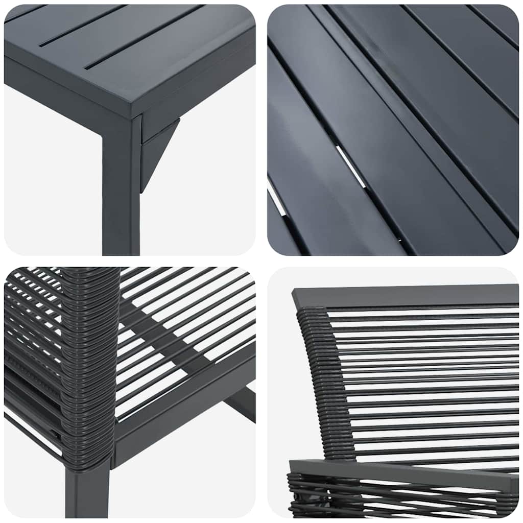 Have Spisebordssæt 9 stk. Sort polyrattan