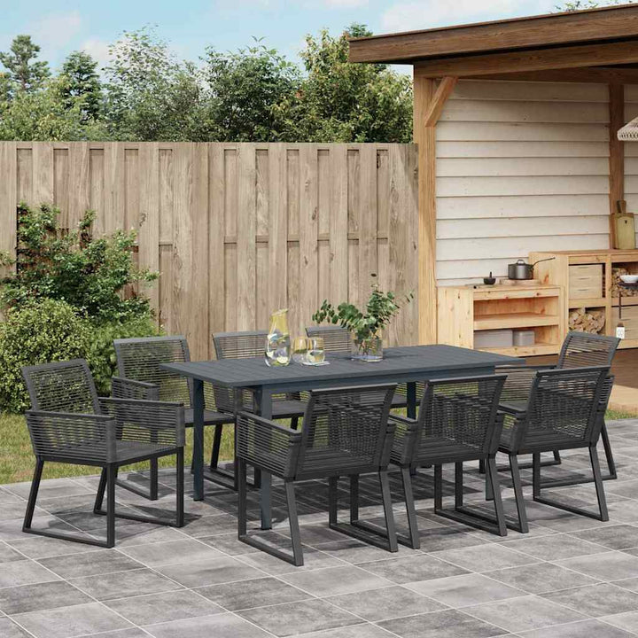 Have Spisebordssæt 9 stk. Sort polyrattan