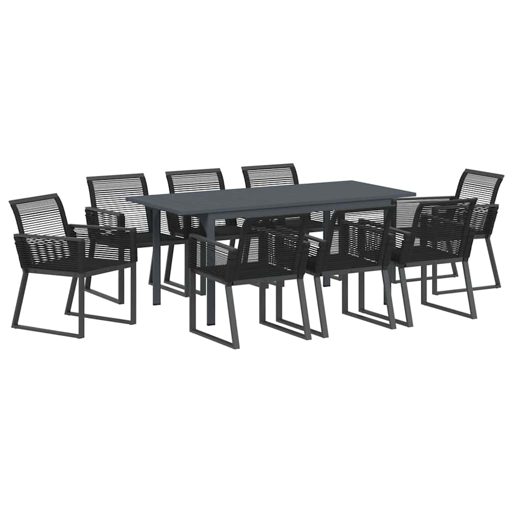 Have Spisebordssæt 9 stk. Sort polyrattan
