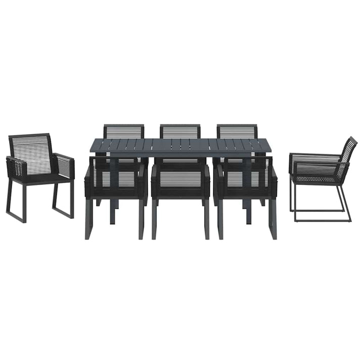 Have Spisebordssæt 9 stk. Sort polyrattan