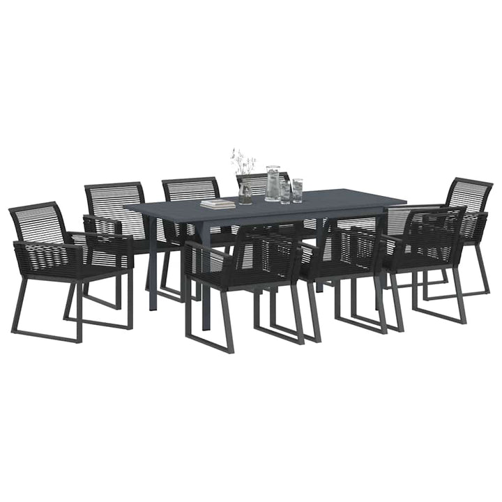 Have Spisebordssæt 9 stk. Sort polyrattan