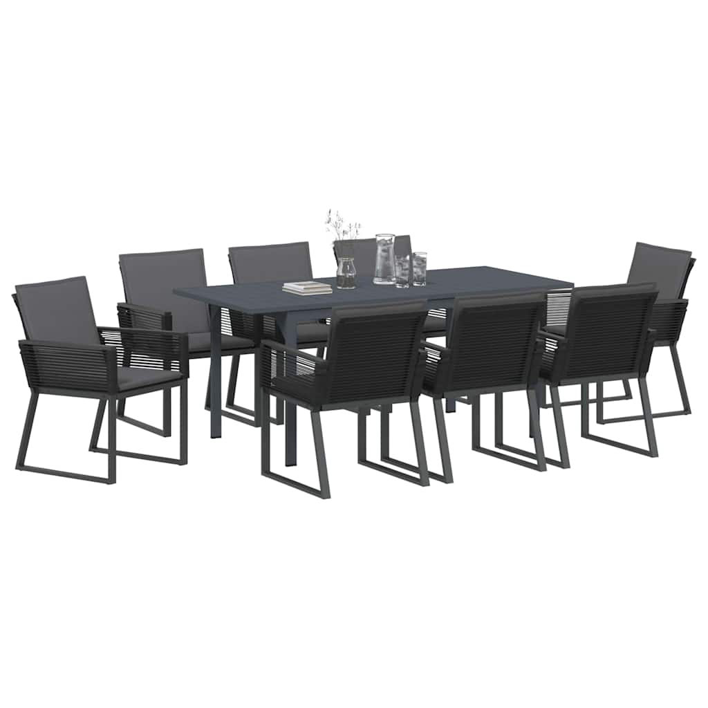 Have Spisebordssæt 9 stk. Antracit polyrattan
