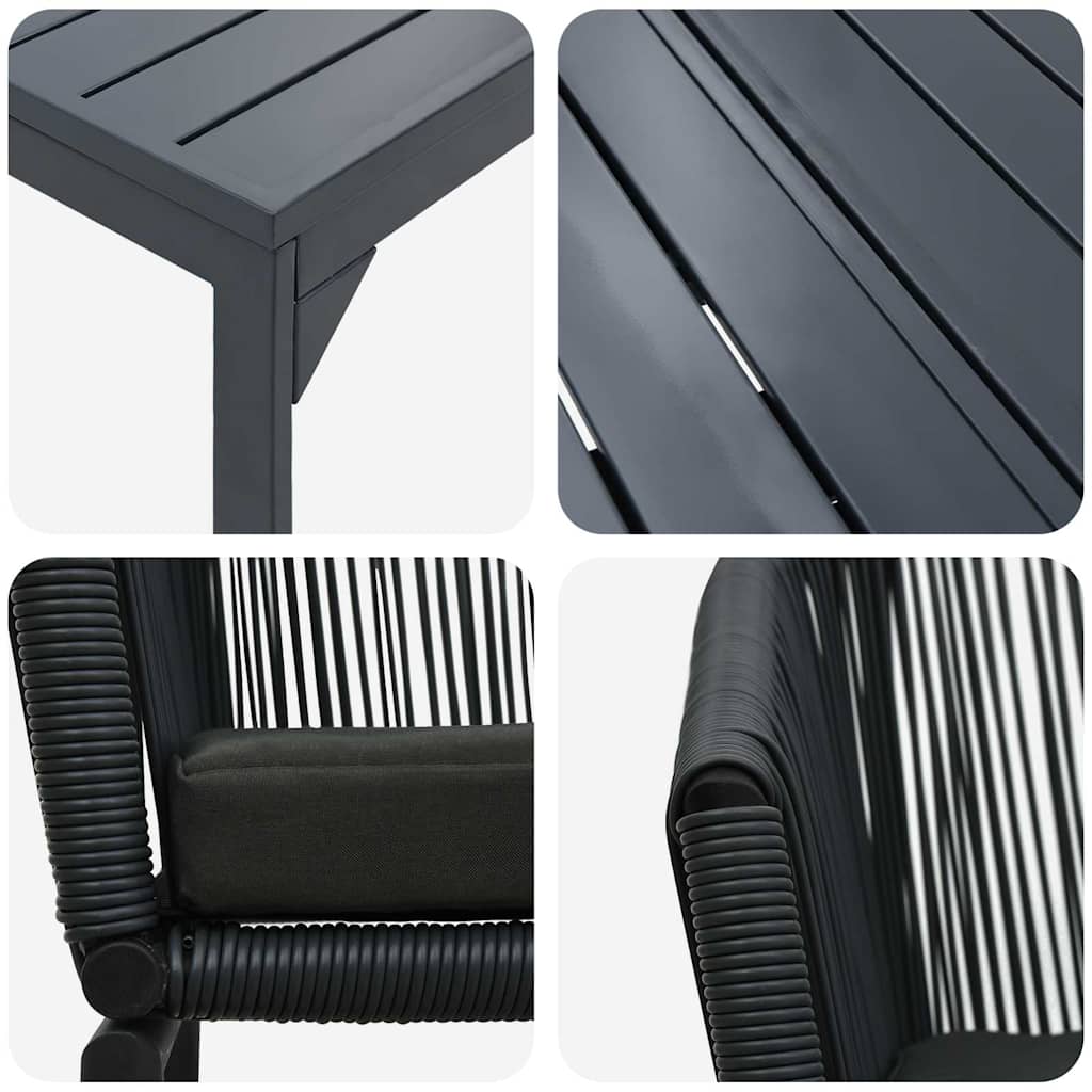Have Spisebordssæt 7 stk. Sort polyrattan