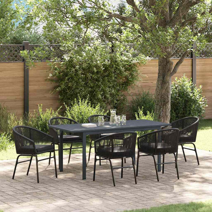 Have Spisebordssæt 7 stk. Sort polyrattan