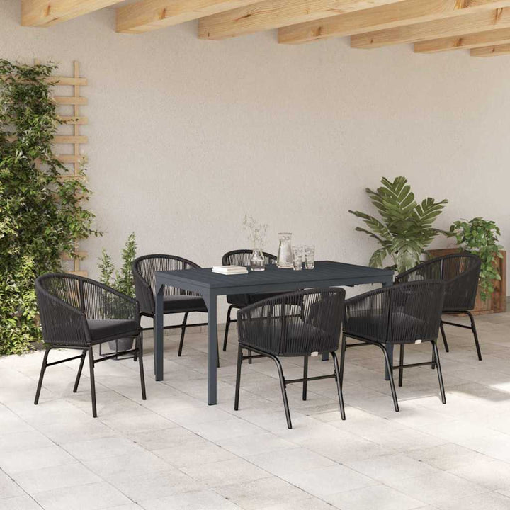 Have Spisebordssæt 7 stk. Sort polyrattan