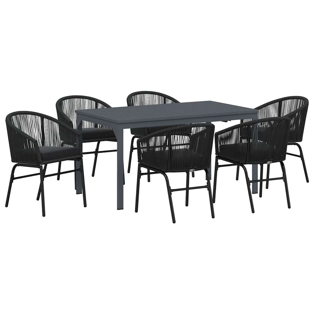 Have Spisebordssæt 7 stk. Sort polyrattan