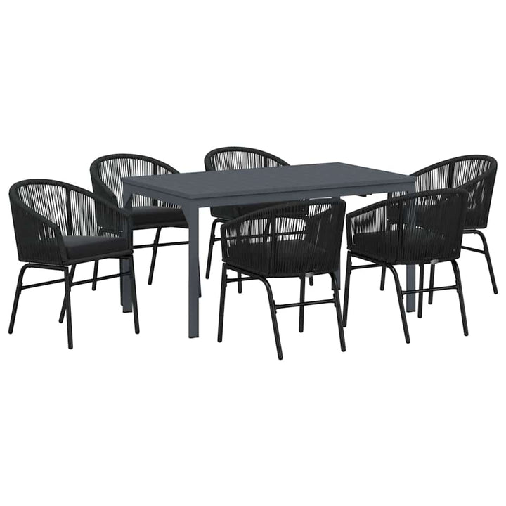 Have Spisebordssæt 7 stk. Sort polyrattan