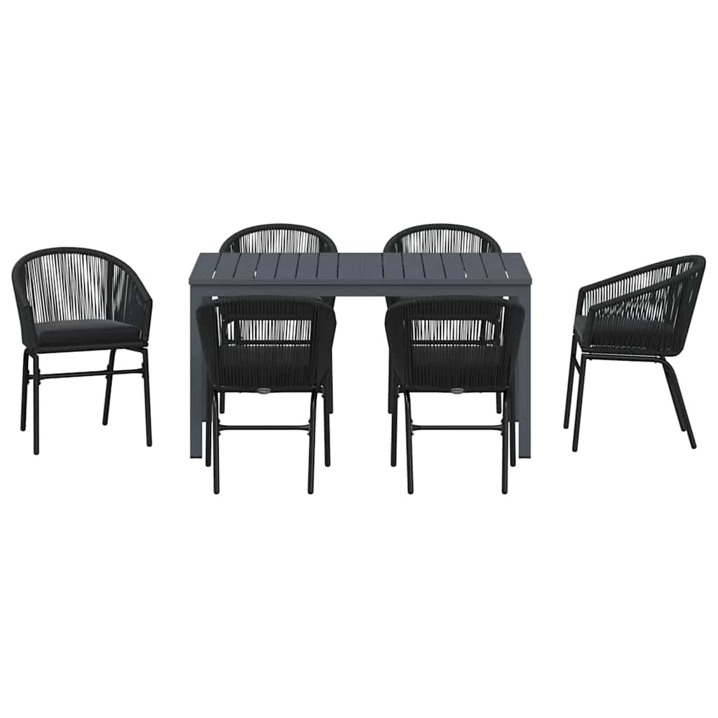 Have Spisebordssæt 7 stk. Sort polyrattan