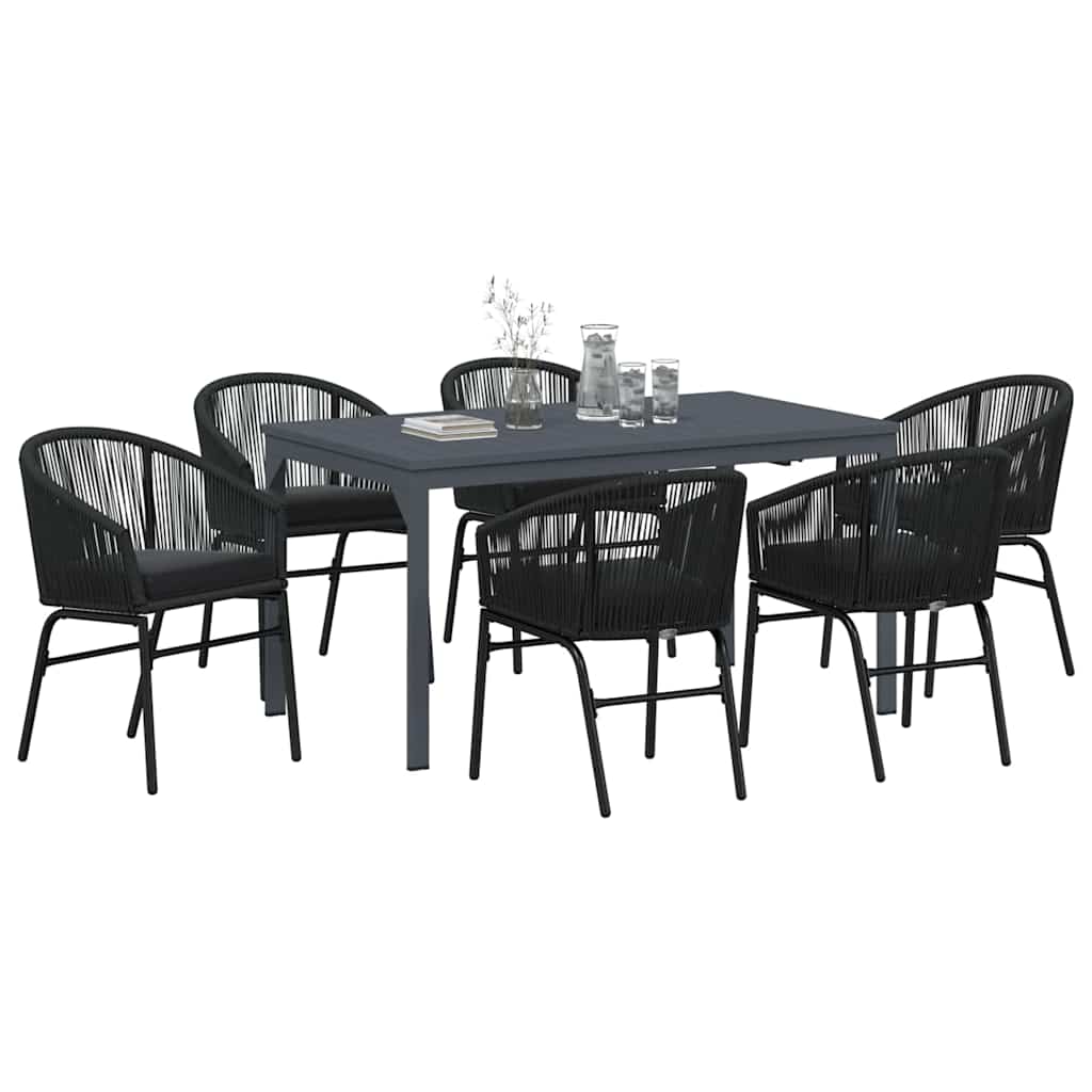 Have Spisebordssæt 7 stk. Sort polyrattan