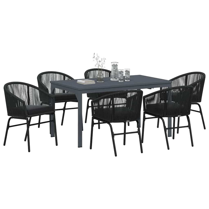 Have Spisebordssæt 7 stk. Sort polyrattan