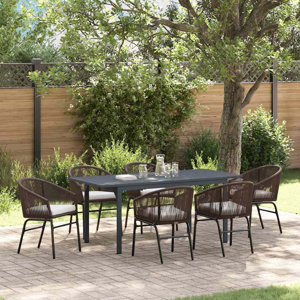 Have Spisebordssæt 7 stk. Brun polyrattan