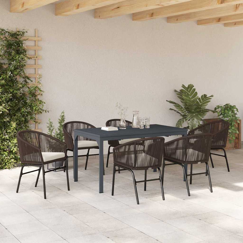 Have Spisebordssæt 7 stk. Brun polyrattan