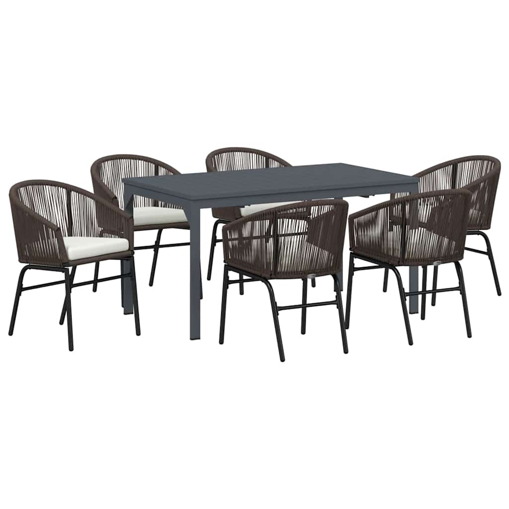 Have Spisebordssæt 7 stk. Brun polyrattan