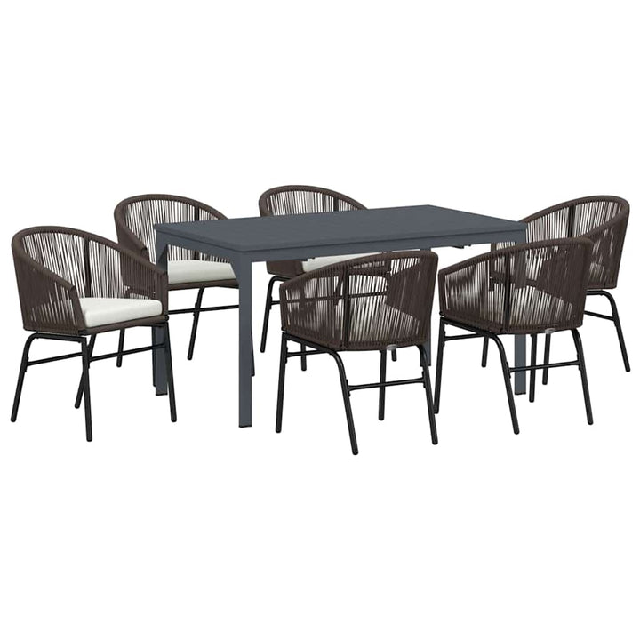 Have Spisebordssæt 7 stk. Brun polyrattan
