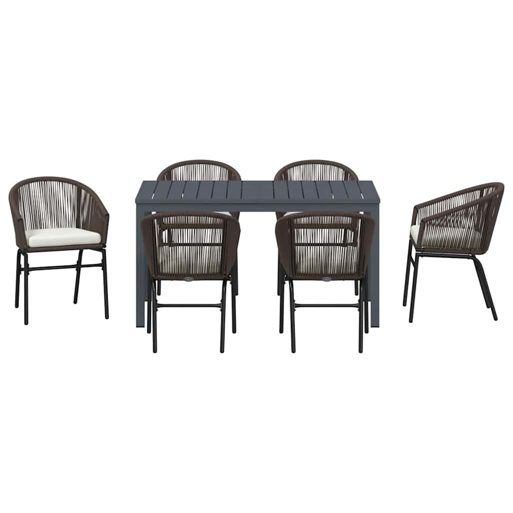 Have Spisebordssæt 7 stk. Brun polyrattan