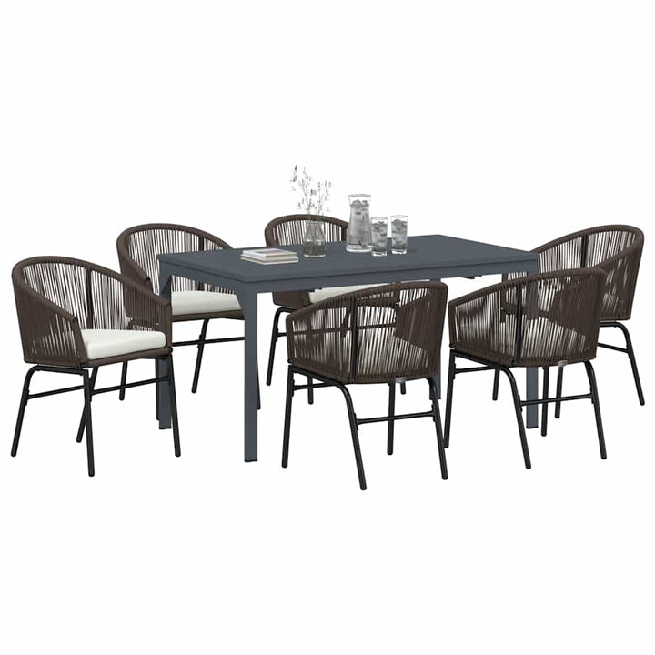 Have Spisebordssæt 7 stk. Brun polyrattan