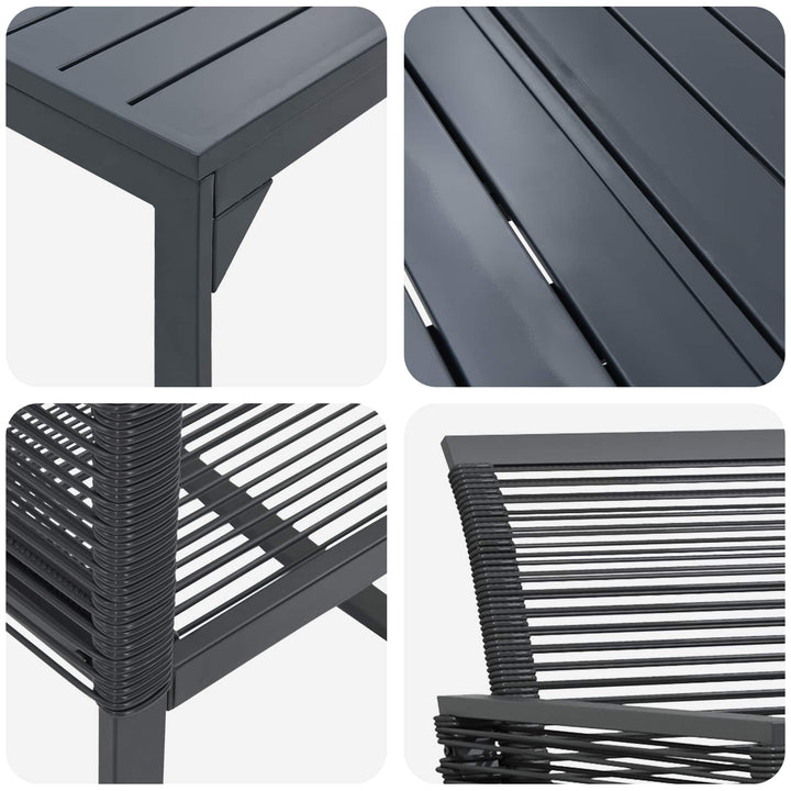 Have Spisebordssæt 9 stk. Sort polyrattan