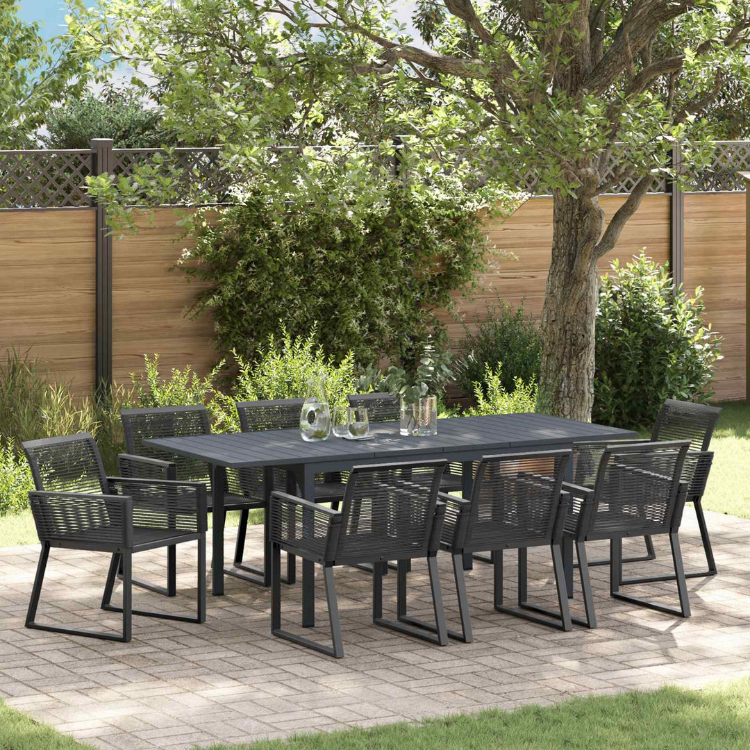Have Spisebordssæt 9 stk. Sort polyrattan