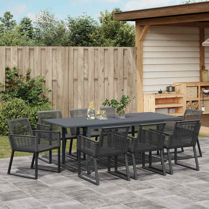Have Spisebordssæt 9 stk. Sort polyrattan