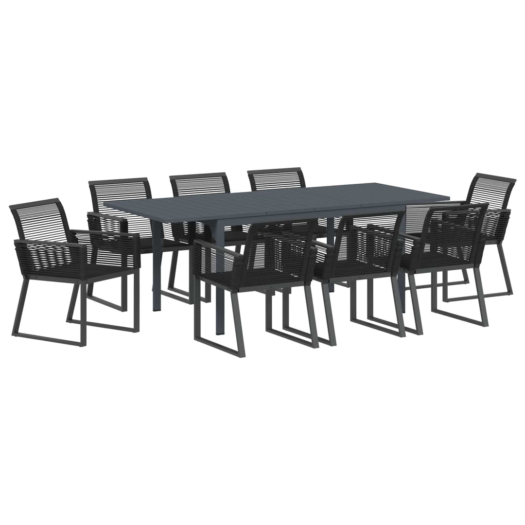 Have Spisebordssæt 9 stk. Sort polyrattan