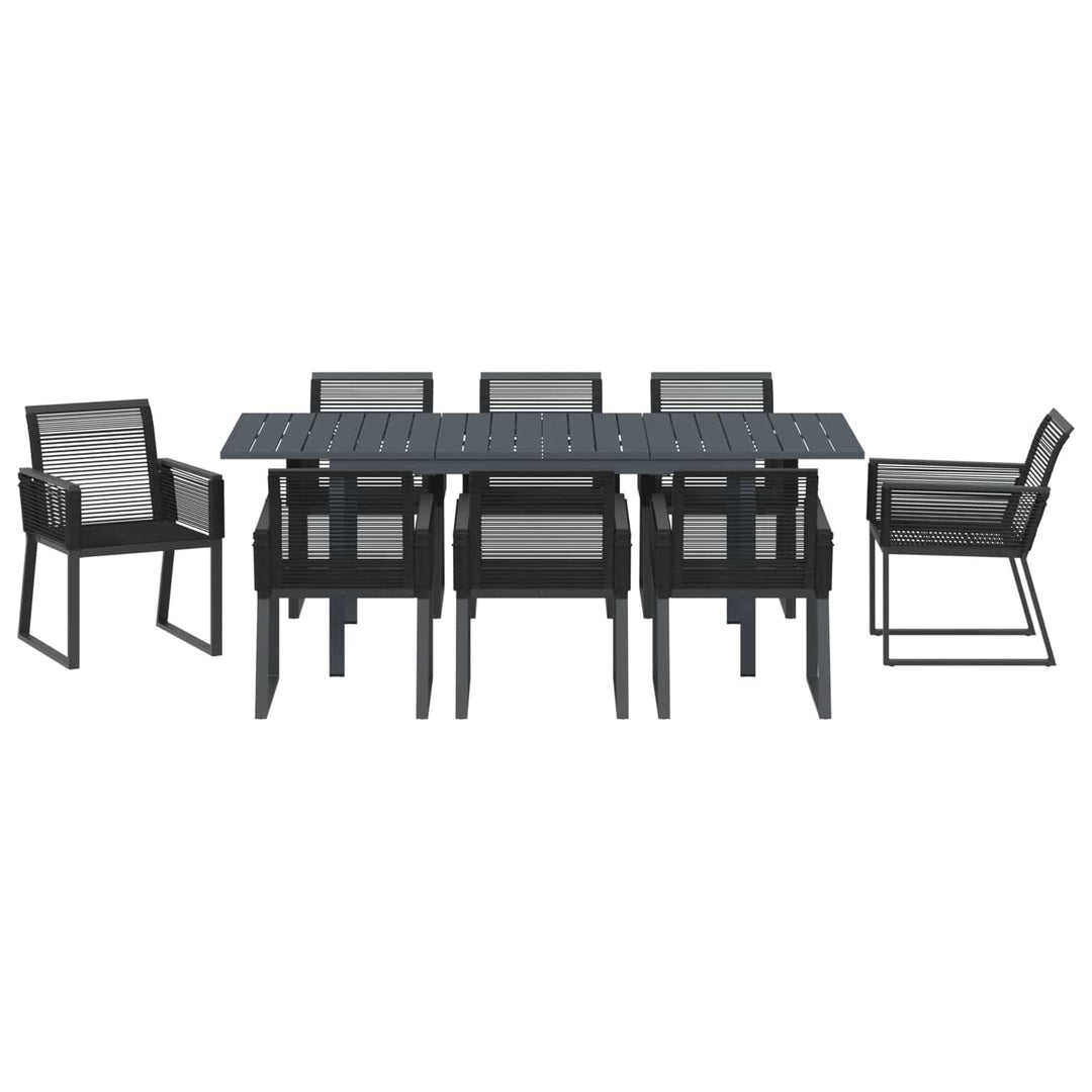 Have Spisebordssæt 9 stk. Sort polyrattan