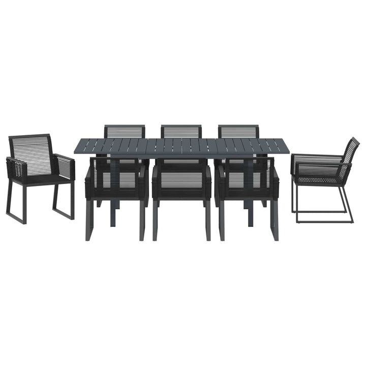 Have Spisebordssæt 9 stk. Sort polyrattan
