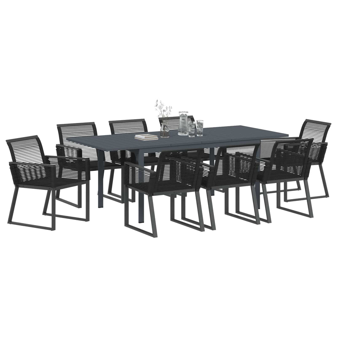 Have Spisebordssæt 9 stk. Sort polyrattan