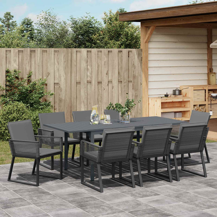 Have Spisebordssæt 9 stk. Sort polyrattan