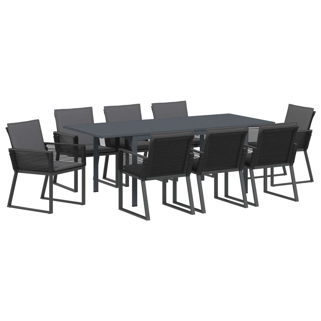 Have Spisebordssæt 9 stk. Sort polyrattan