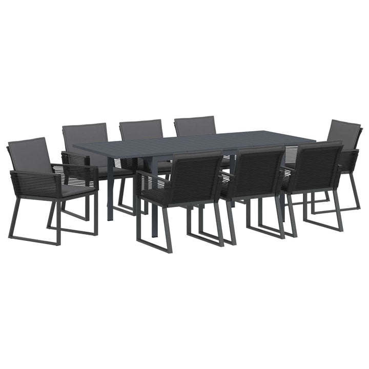 Have Spisebordssæt 9 stk. Sort polyrattan
