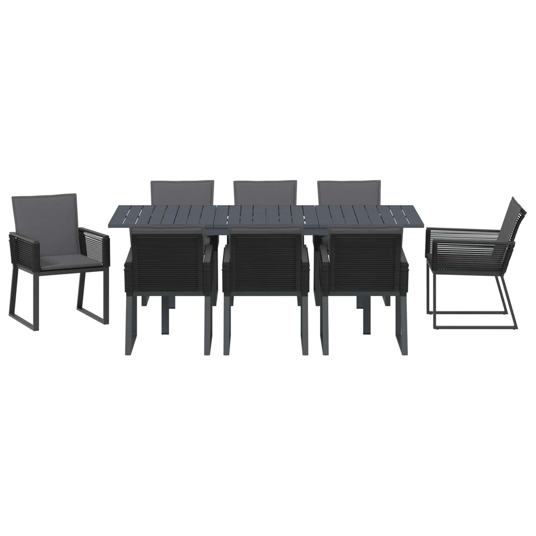 Have Spisebordssæt 9 stk. Sort polyrattan